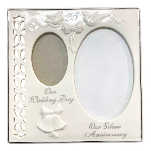 25th Anniversary Double Picture Frame "Our Wedding Day" & "Our Silver Anniversar - Picture 1 of 7